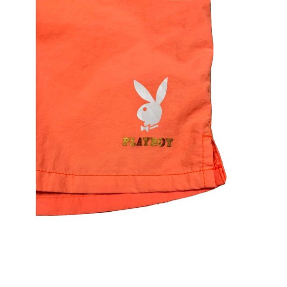 Playboy by Pacsun Mens Orange Nylon Swim Shorts Medium - Picture 2 of 4